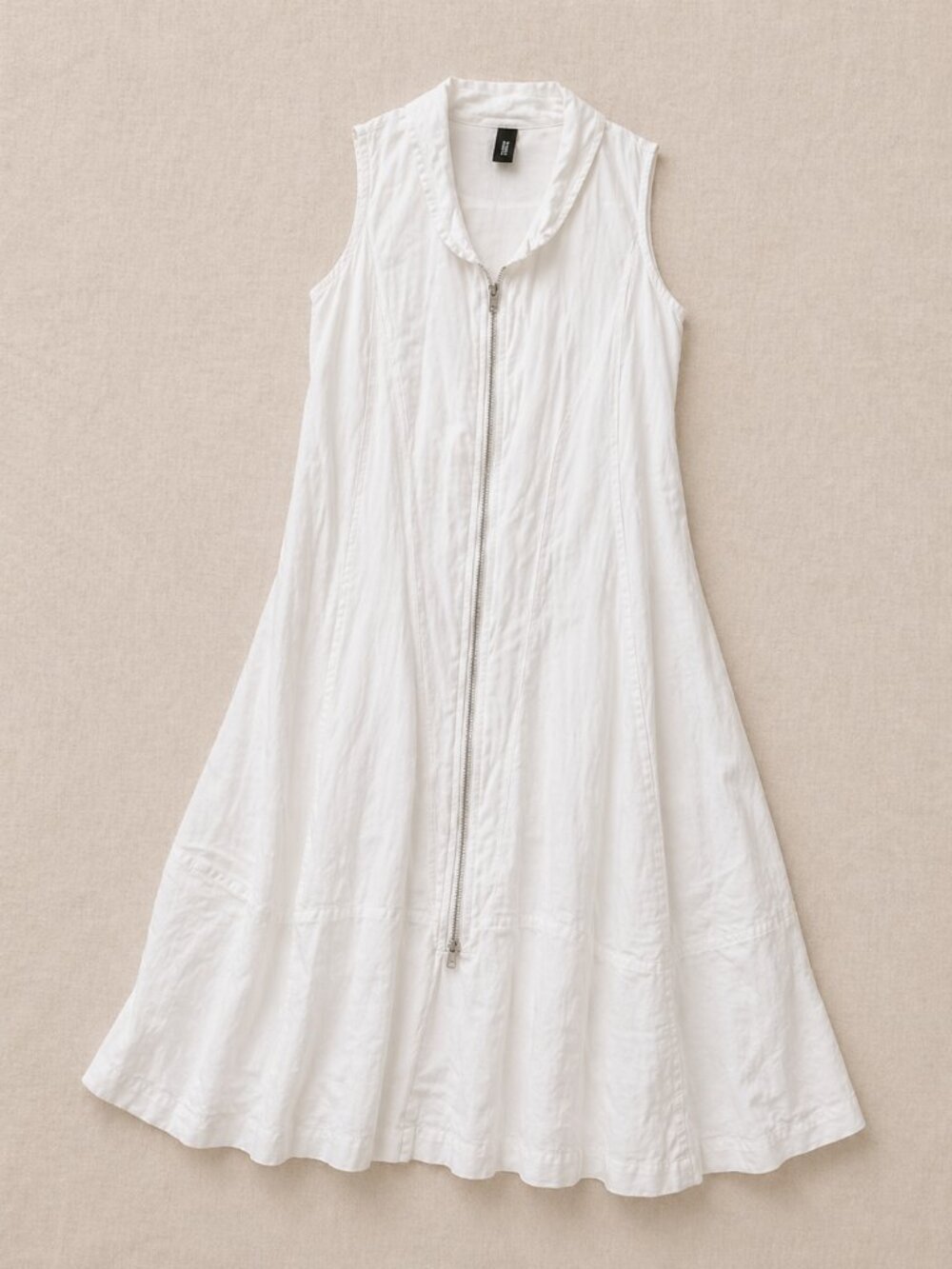 Inizio Linen Dress White Sleeveless Lagenlook Italian Made Boho Midi Dress Small